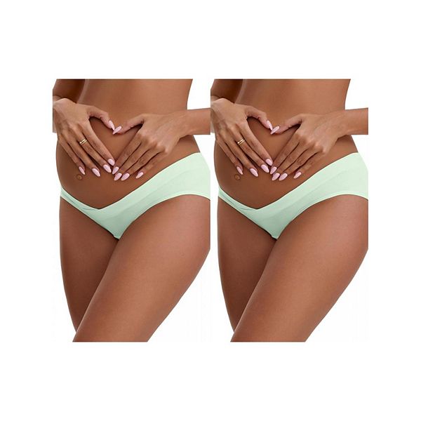 

2 упаковки женских хлопковых трусиков для беременных с низкой посадкой под живот Inspire Chic, Light Green