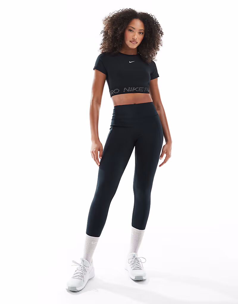

Леггинсы Nike Training Universa Dri-FIT с высокой талией и карманами 7/8 черного цвета