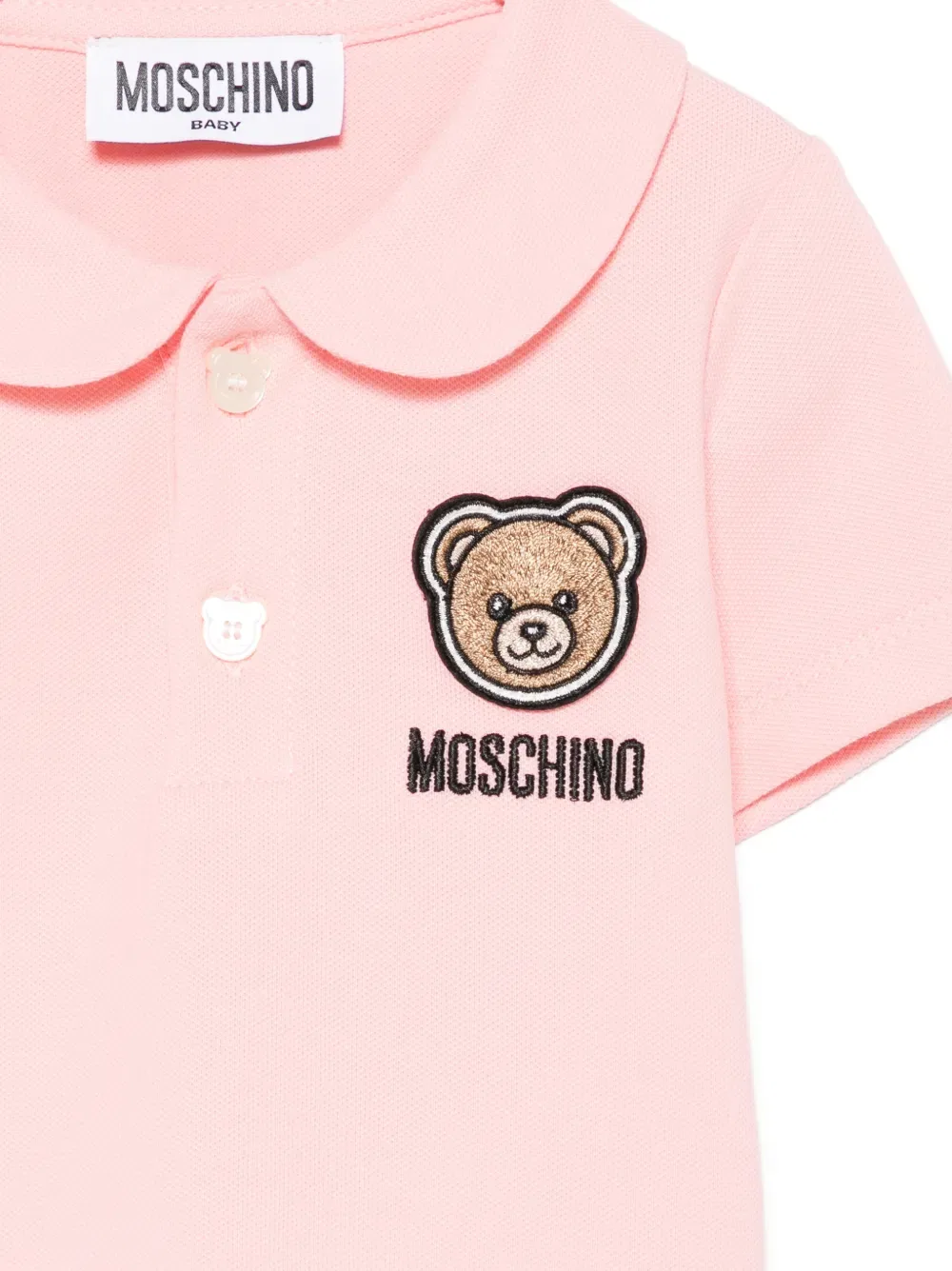Рубашка-поло с вышивкой "плюшевый мишка" Moschino Kids, розовый — фото 3