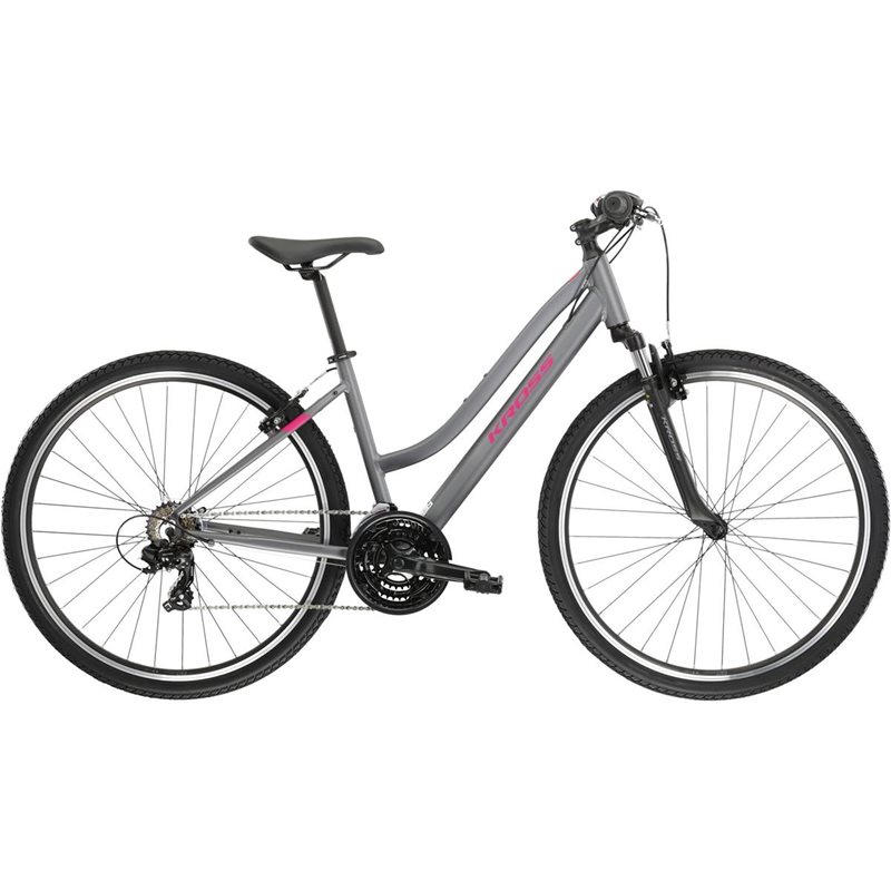 

Женский гибридный велосипед Kross Evado 1.0 Lady Graphite/Raspberry