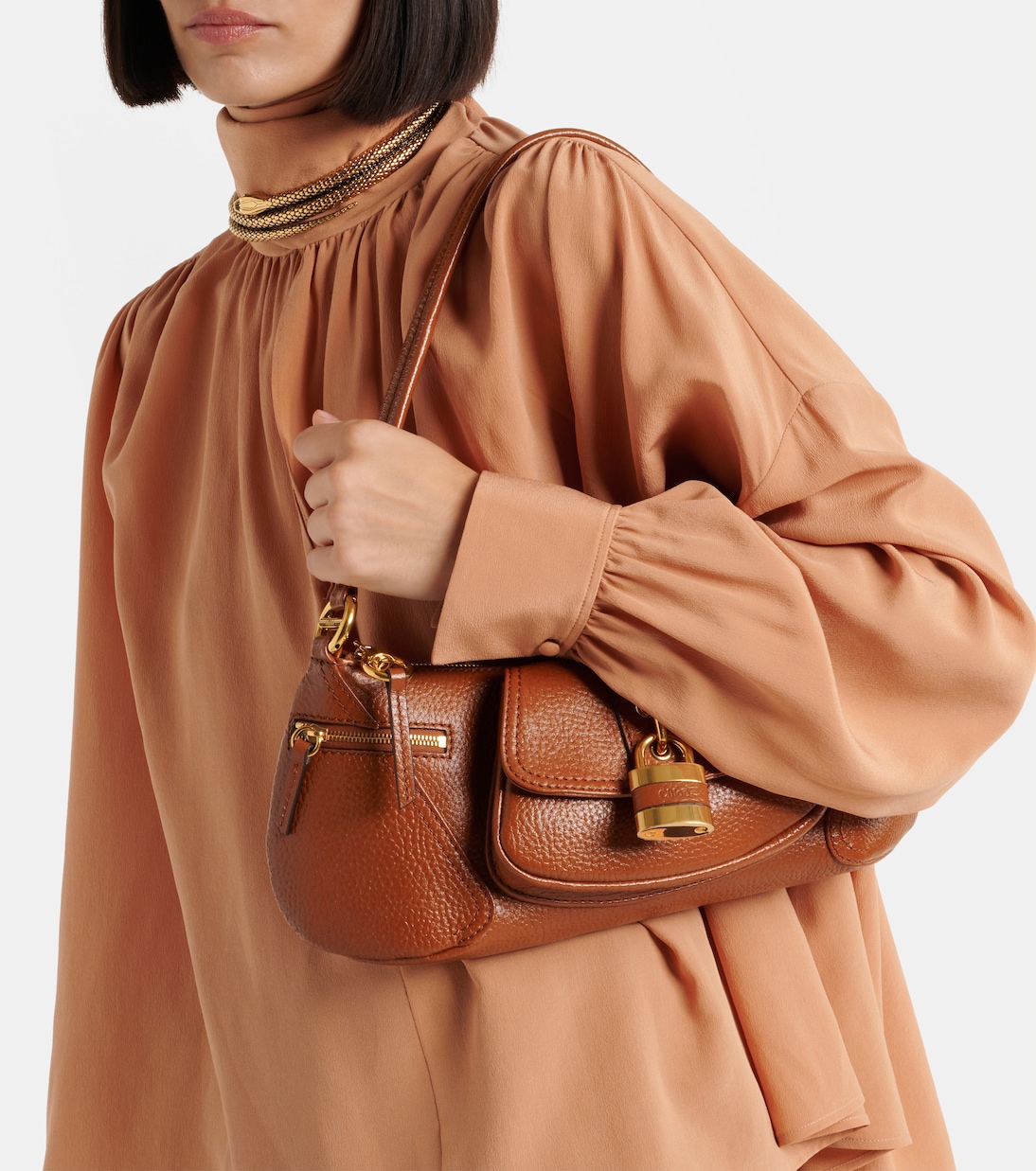 Маленькая кожаная сумка через плечо 99 Chloé, Clay Brown — фото 2