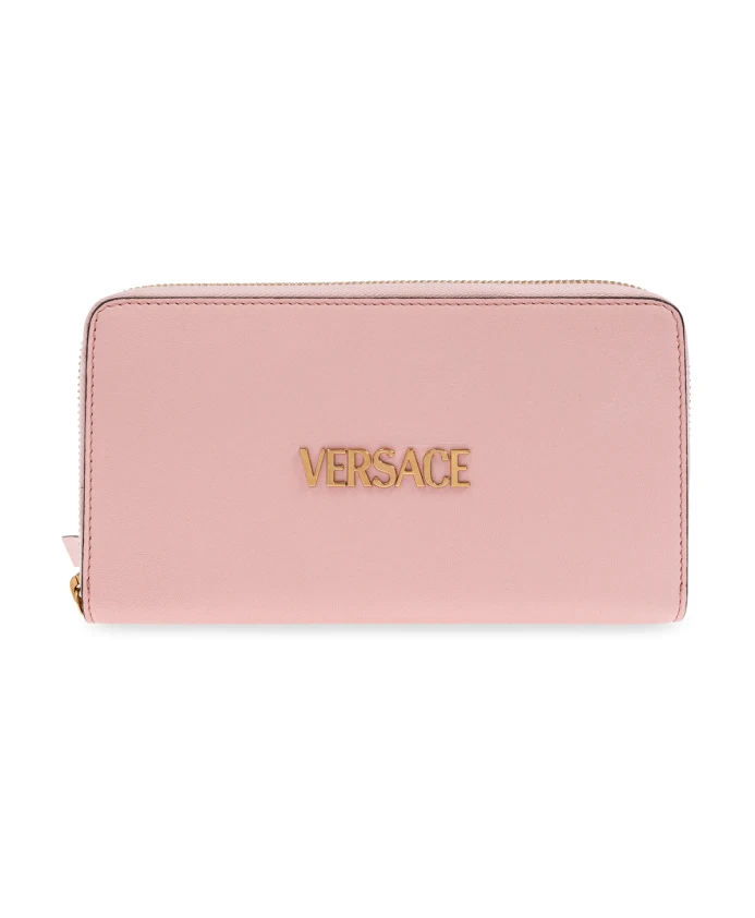 

Кожаный кошелек с логотипом Versace, розовый