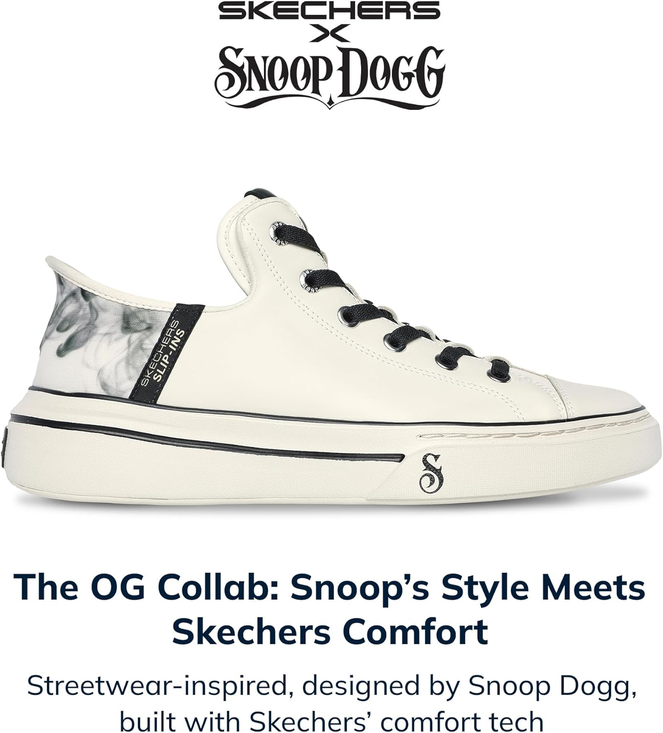 Мужские кроссовки Skechers Snoop Dogg: Snoop ONE-Double G Hands Free Slip-Ins, белый — фото 2