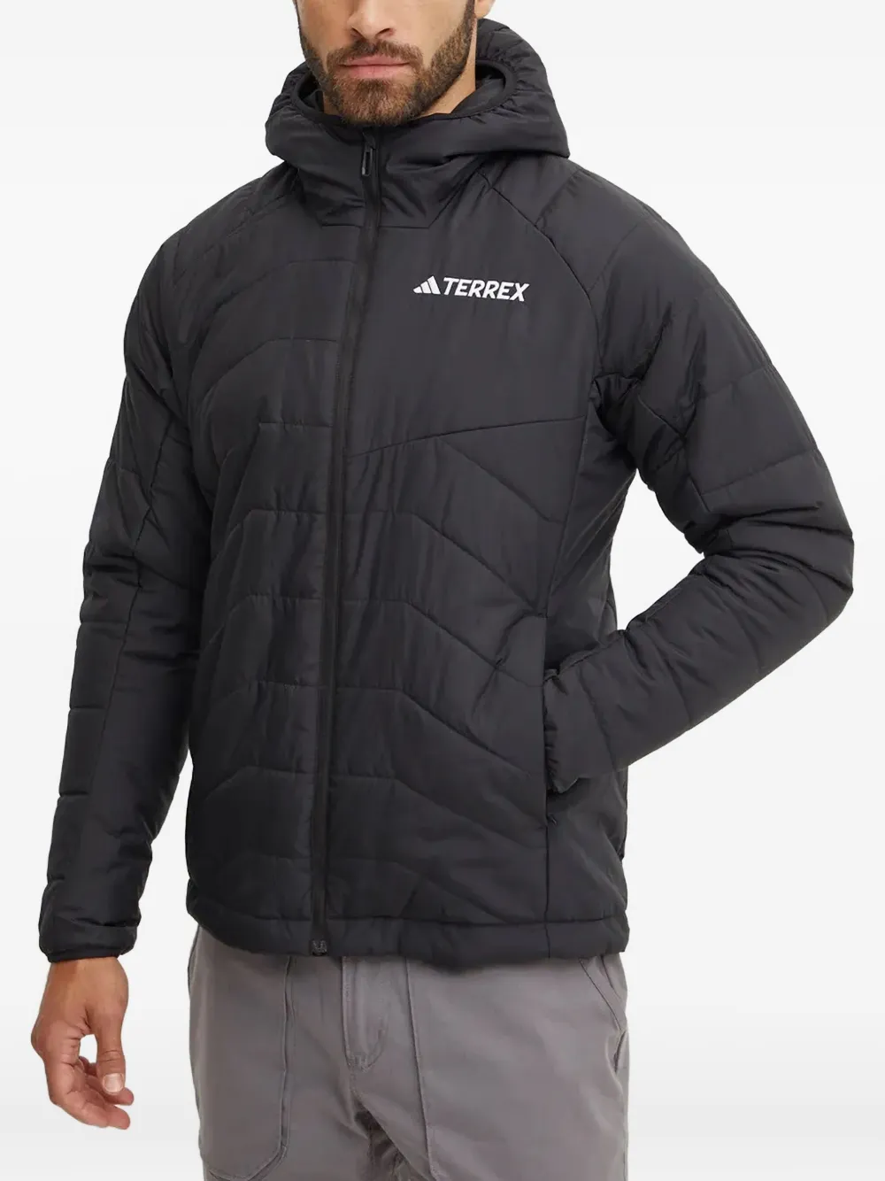 Утепленная куртка с капюшоном adidas, черный — фото 2