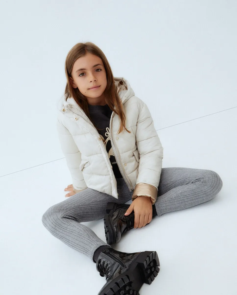 

Утепленная парка для девочки с манжетами на рукавах Kids El Corte Inglés, цвет 120 Crudo