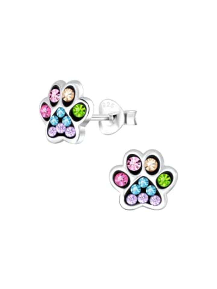 

Alexander York Серьги-гвоздики в виде отпечатков лап, красочный дизайн в темных тонах, из серебра 925 пробы