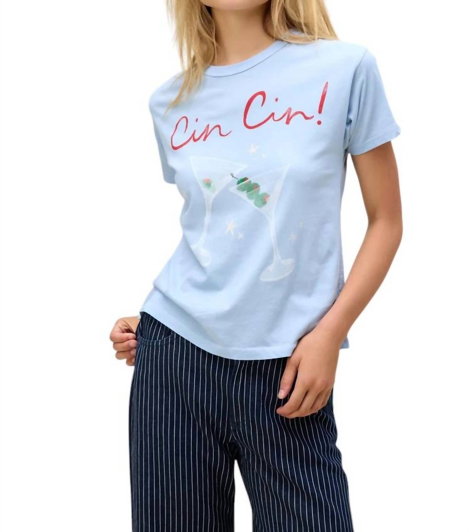 

Футболка Ringer Cin Cin! в цвете Powder Blue DAYDREAMER