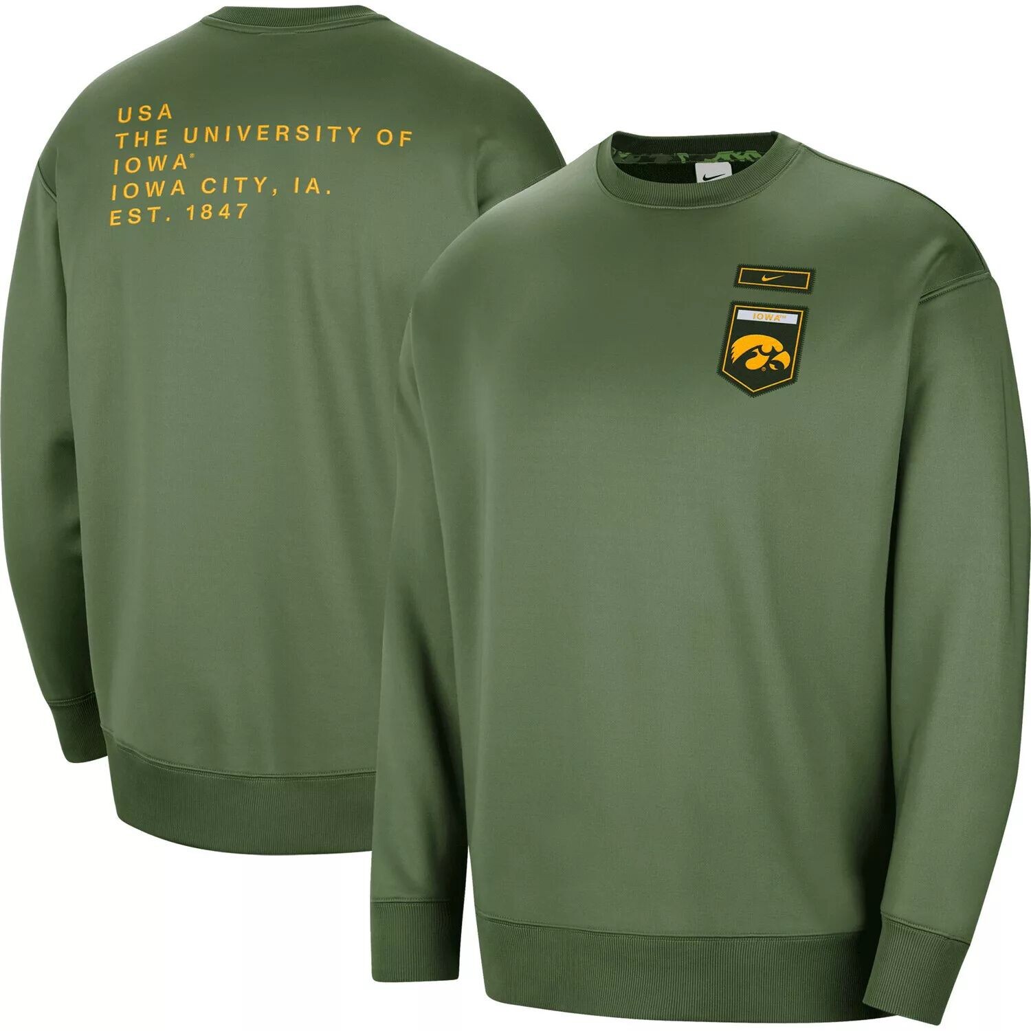 

Женский пуловер с круглым вырезом Nike Iowa Hawkeyes Military Collection All-Time Performance Crew Nike