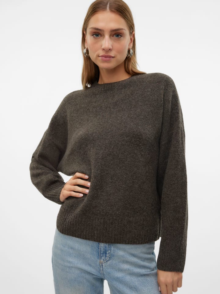 

Пуловер Vero Moda Strickpullover loose fit Rundhals tiefe Schultern, коричневый