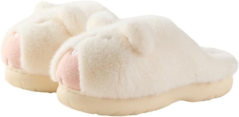 

Меховые тапочки для женщин и мужчин, теплые с флисовой подкладкой, милые зимние тапочки для дома и улицы Yafirgeer, бежевый