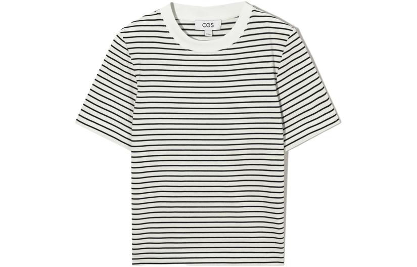 

COS Футболка Women's Black White Stripes Crew Neck Moderate Straight Fit