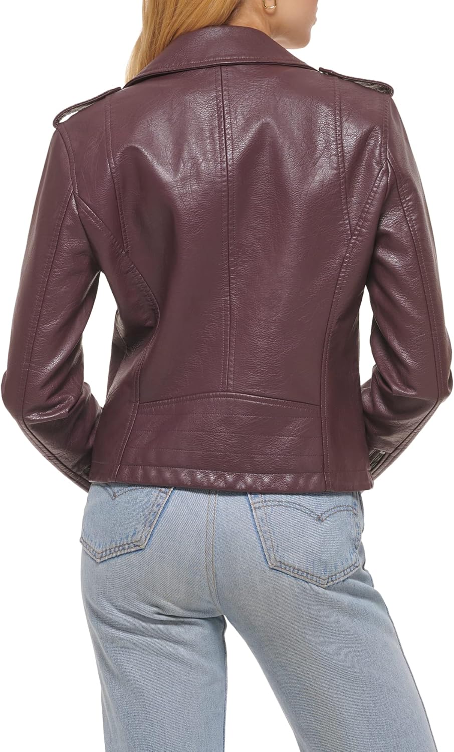 Женская куртка-косуха Levi's классическая кожаная, темно-красный — фото 2