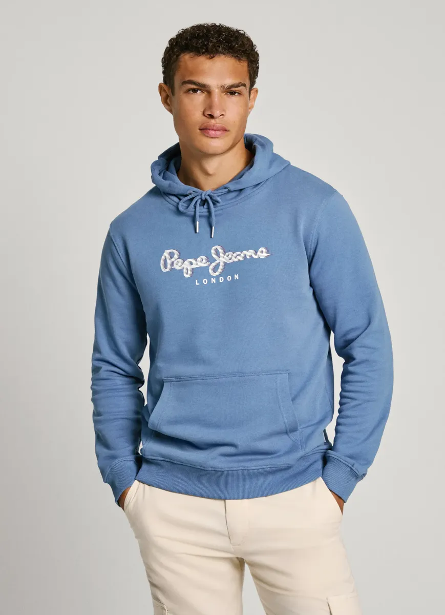 

Толстовка Pepe Jeans "SAUL HOODIE" с объемным принтом логотипа, синий