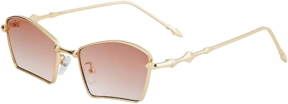 

Солнцезащитные очки в металлической оправе прямоугольной формы для женщин, роскошные ретро-очки неправильной формы, модные солнцезащитные очки LVTFCO, C3goldbrown