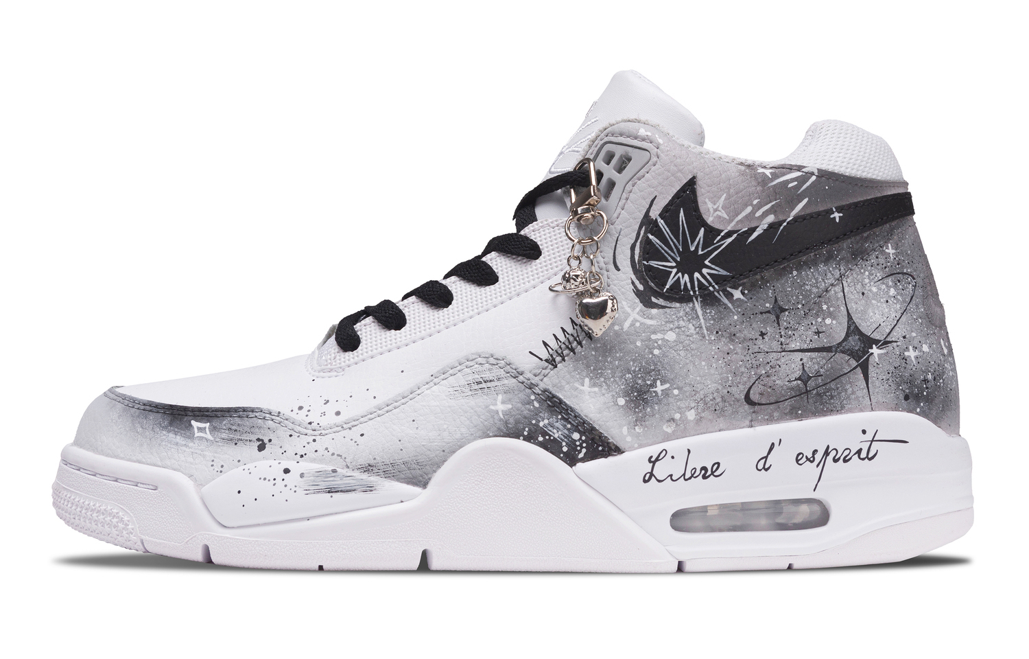 

Flight Legacy Starlight Isle Ash Кроссовки для баскетбола мужские Mid top с амортизацией, устойчивые к истиранию и дышащие, в винтажном стиле Nike, черный белый серый