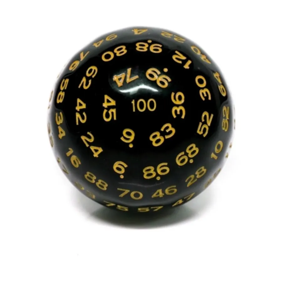 

45мм d100 - Черный с желтым, Dice - 35mm, 45mm, & 55mm (Foam Brain Games)