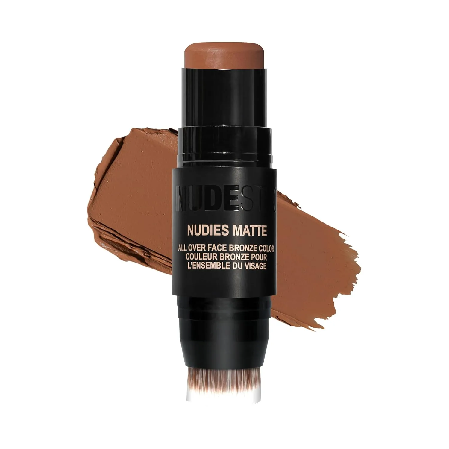 Nudestix Nudies Bronze All Over Matte Bronzing Stick - кремовый бронзер 3-в-1 для щек, глаз и губ со встроенной кистью | Естественный контур и эффект загара, Manila