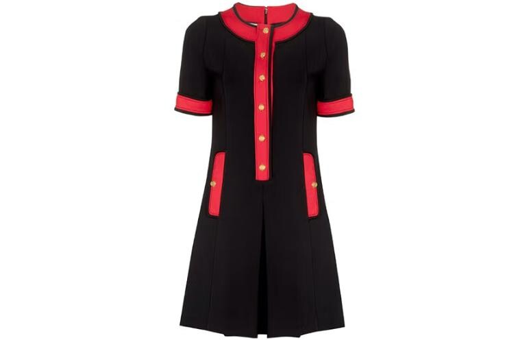 Платье с шортами GUCCI, с рукавами, Черный/Красный