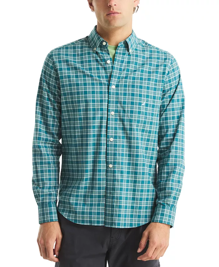 

Мужская клетчатая рубашка с длинным рукавом и застежкой на пуговицы Nautica, синий