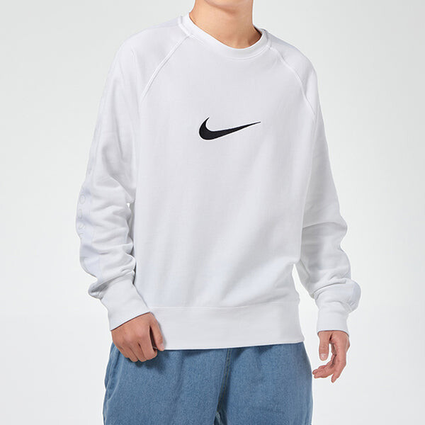 Толстовка Nike Sportswear Swoosh Casual Sports Crew-neck Long Sleeve 'White', белый — фото 3