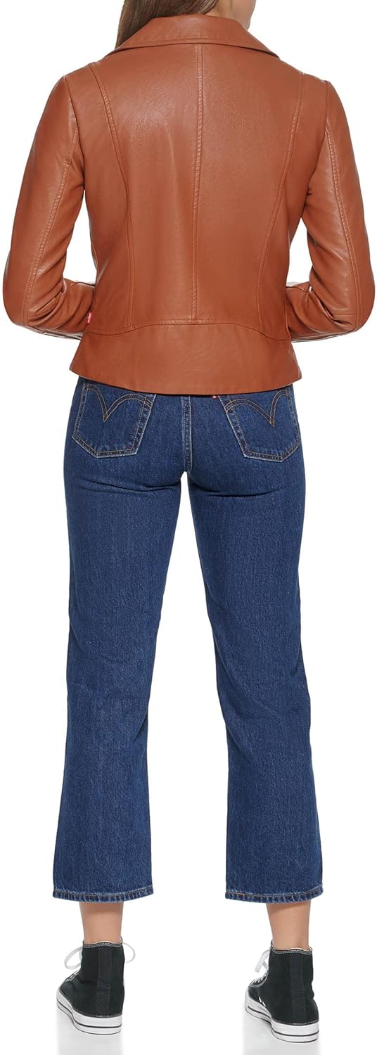 Женская байкерская куртка Levi's 538 из веганской кожи (стандартный и большой размер), Camel — фото 4