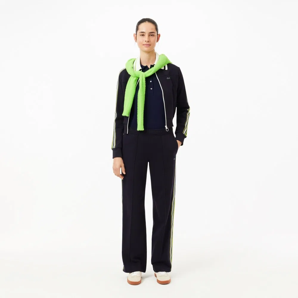 Футболка-поло Lacoste женская приталенная с длинным рукавом, тёмно-синяя — фото 4