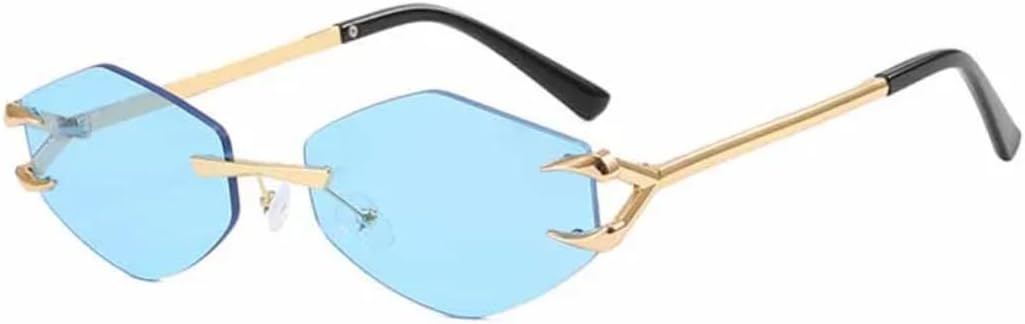 

Женские солнцезащитные очки с многоугольной оправой, повседневные, в стиле хип-хоп, модные, для активного отдыха, мужские очки с защитой от УФ-излучения UV400 VVTWSSW, Gold Blue
