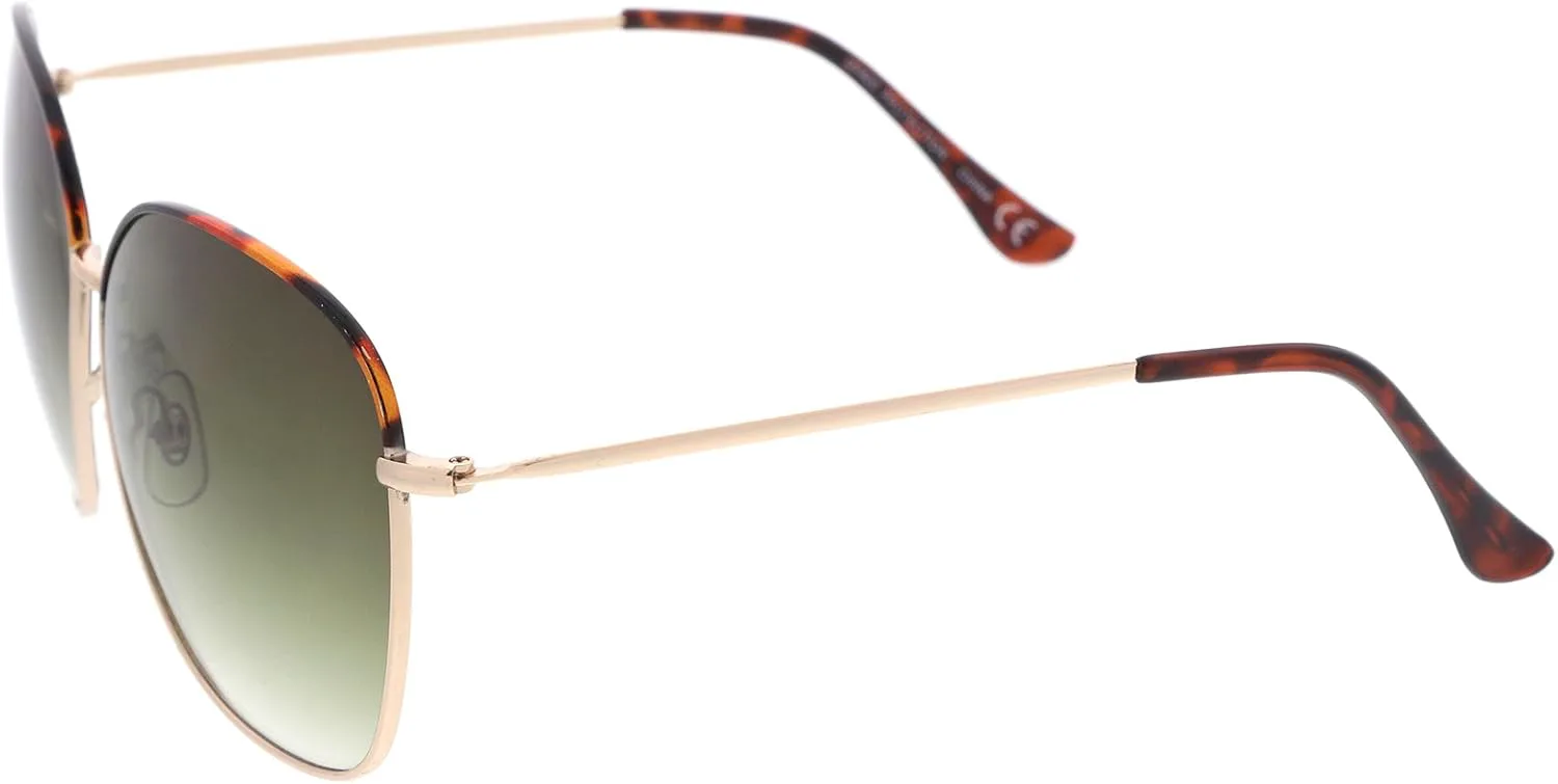 

Солнцезащитные очки zeroUV Mod Oversize с двухцветной металлической оправой, тонкими дужками и квадратной формой, диаметр линз 61 мм, Tortoise-gold / Smoke Gradient