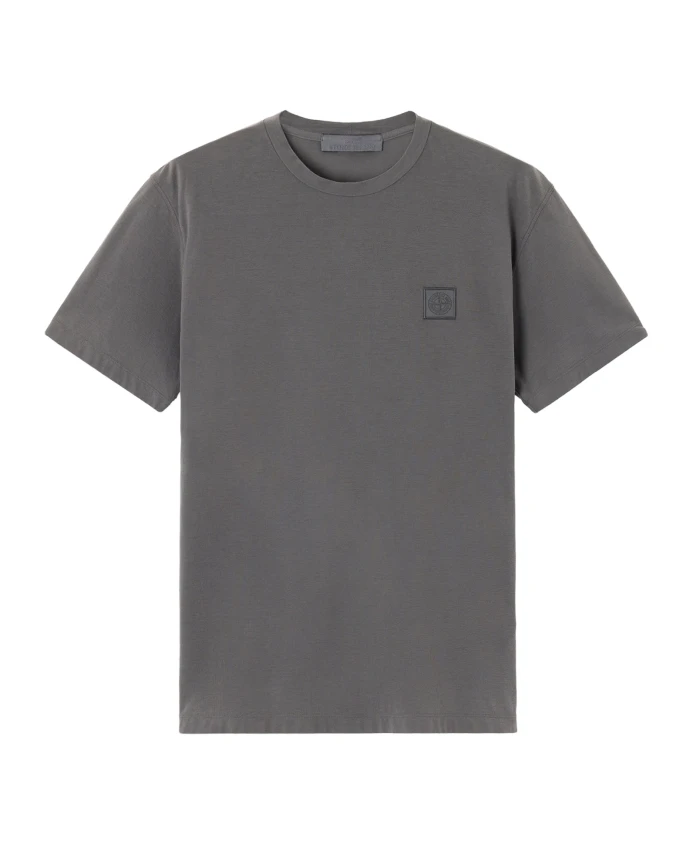

Серая футболка с круглым вырезом и нашивкой с логотипом Stone Island, серый