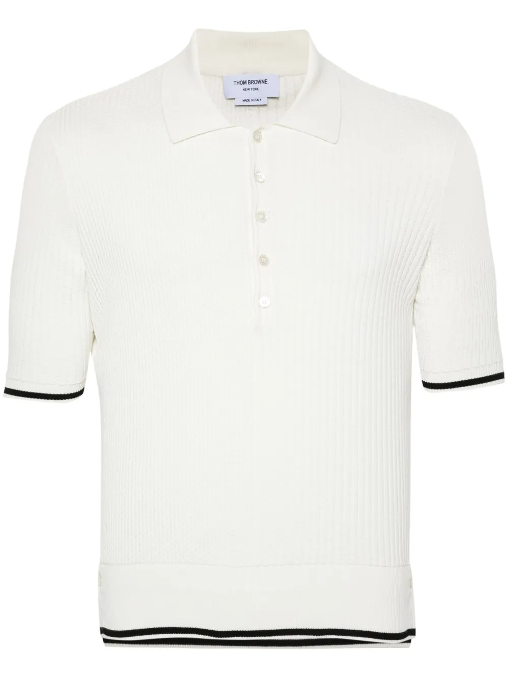 

Джемпер поло с отделкой в полоску THOM BROWNE, нейтральный