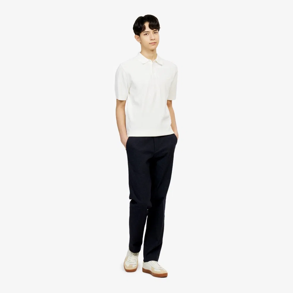 Мужская кремовая футболка-поло из свитера пике от Lacoste — фото 4