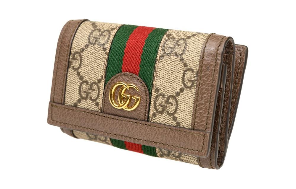GUCCI Холщовый кошелек с кожаной отделкой унисекс черно-коричневый — фото 2
