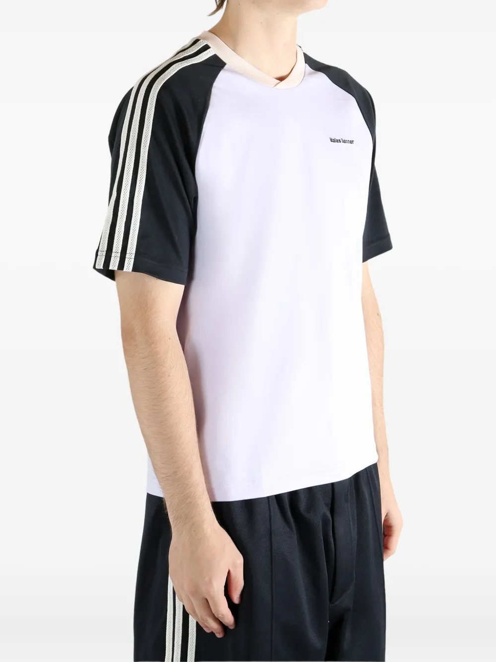 Футболка с полосатой отделкой Adidas, белый — фото 4