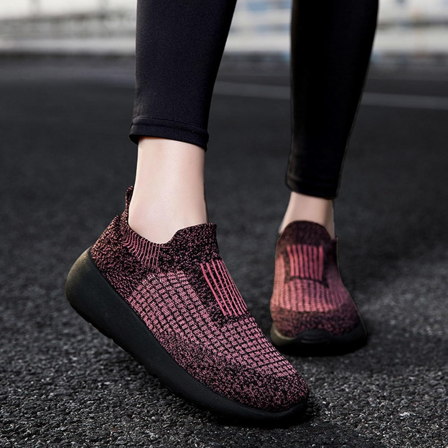 Мужские кроссовки IWIHMIV Slip On для ходьбы, тенниса и бега, легкие, дышащие, повседневные и для тренировок, розовый — фото 2