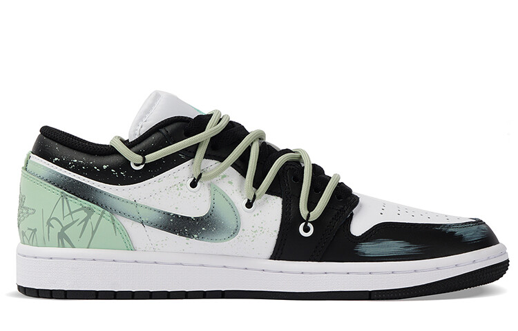 Кроссовки Air Jordan 1 Vintage Basketball Shoes Men Low-top Black/Green, черный/зеленый — фото 2
