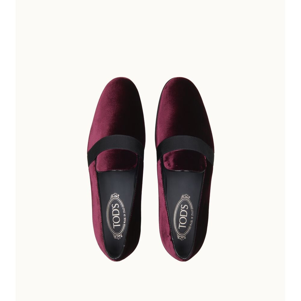 

Лоферы из бархата TOD's, цвет Burgundy