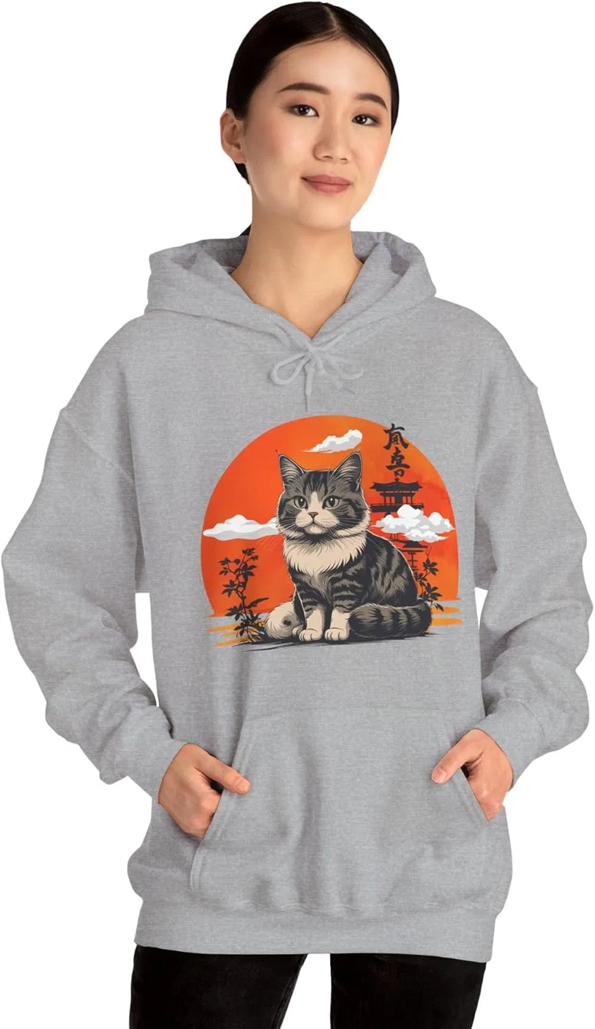Милая толстовка с принтом кошки — уютная толстовка унисекс, подарок для любителя кошек, в японском стиле, одежда для любителей животных — фото 2
