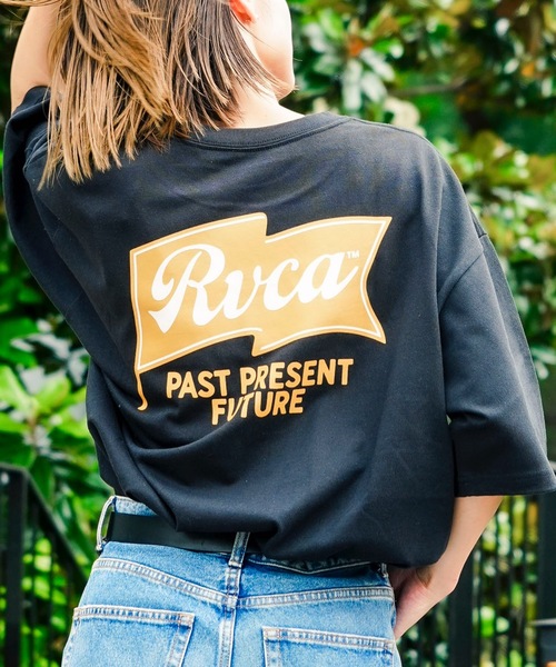 

Мужская футболка с коротким рукавом, принтом на спине и логотипом RVCA, черный