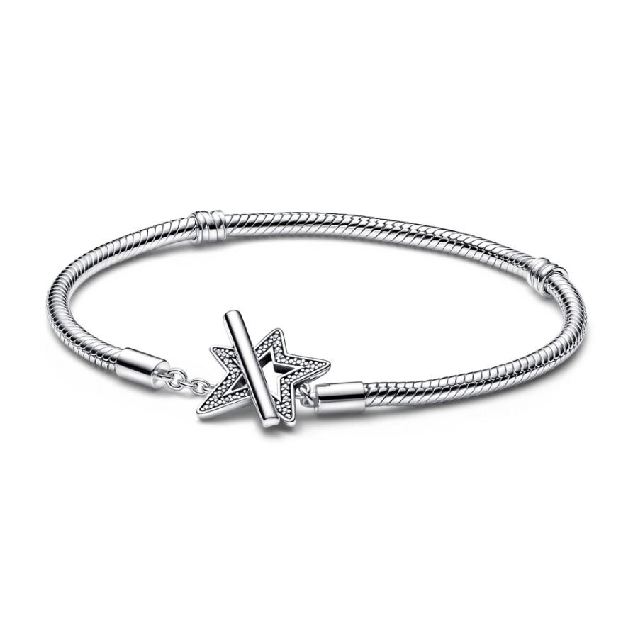 

Браслет Pandora Moments Asymmetric Star T-bar Snake Chain, стерлинговое серебро