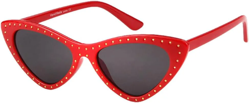 

Женские ретро-солнцезащитные очки красного цвета в винтажной оправе с заклепками, забавные очки для активного отдыха, солнцезащитные очки UV400 DSXLY, C2