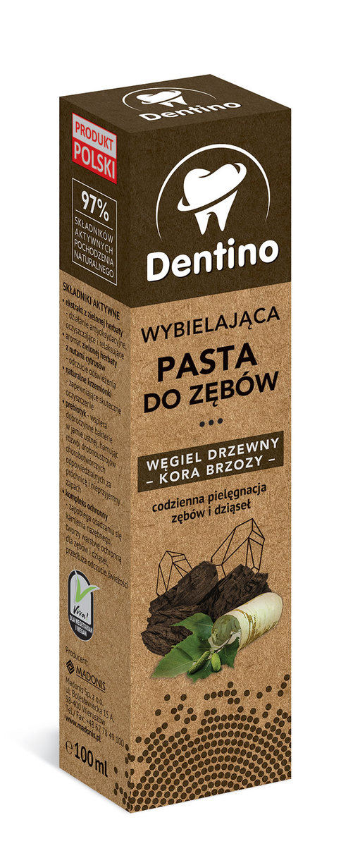 

Dentino, Зубная паста с древесным углем и берестой, отбеливающая, 100 мл