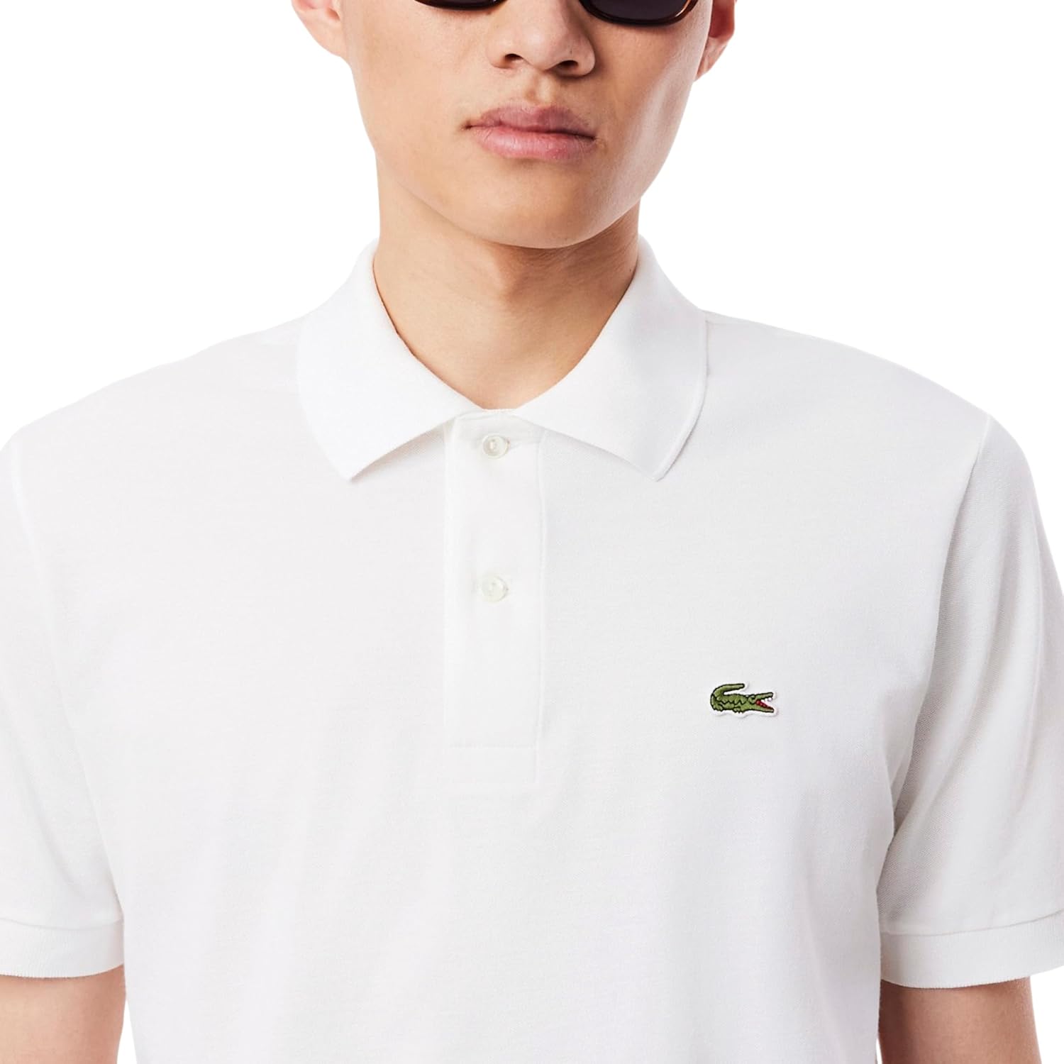 Футболка-поло Lacoste, мужская классическая, светло-белый — фото 2