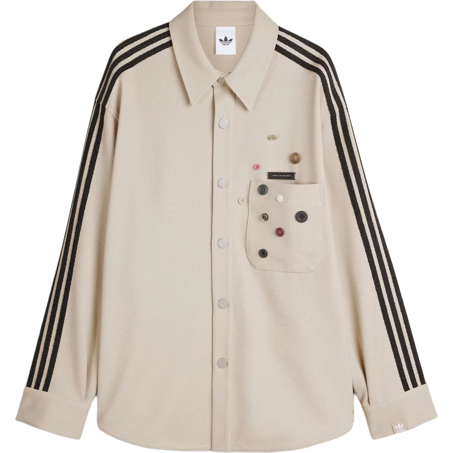 Рубашка-овершот Song For The Mute с полосатыми рукавами Adidas Originals, Gray Stone Khaki Brown