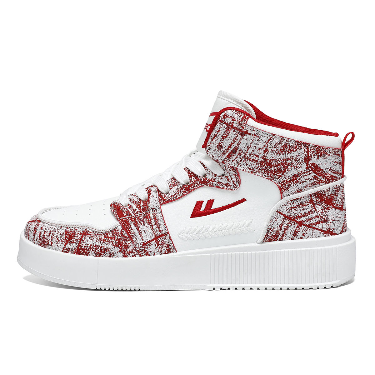 

Высокие мужские скейтборд-кроссовки с увеличенной высотой, устойчивые к истиранию, легкие и дышащие WARRIOR, красный and белый graffiti