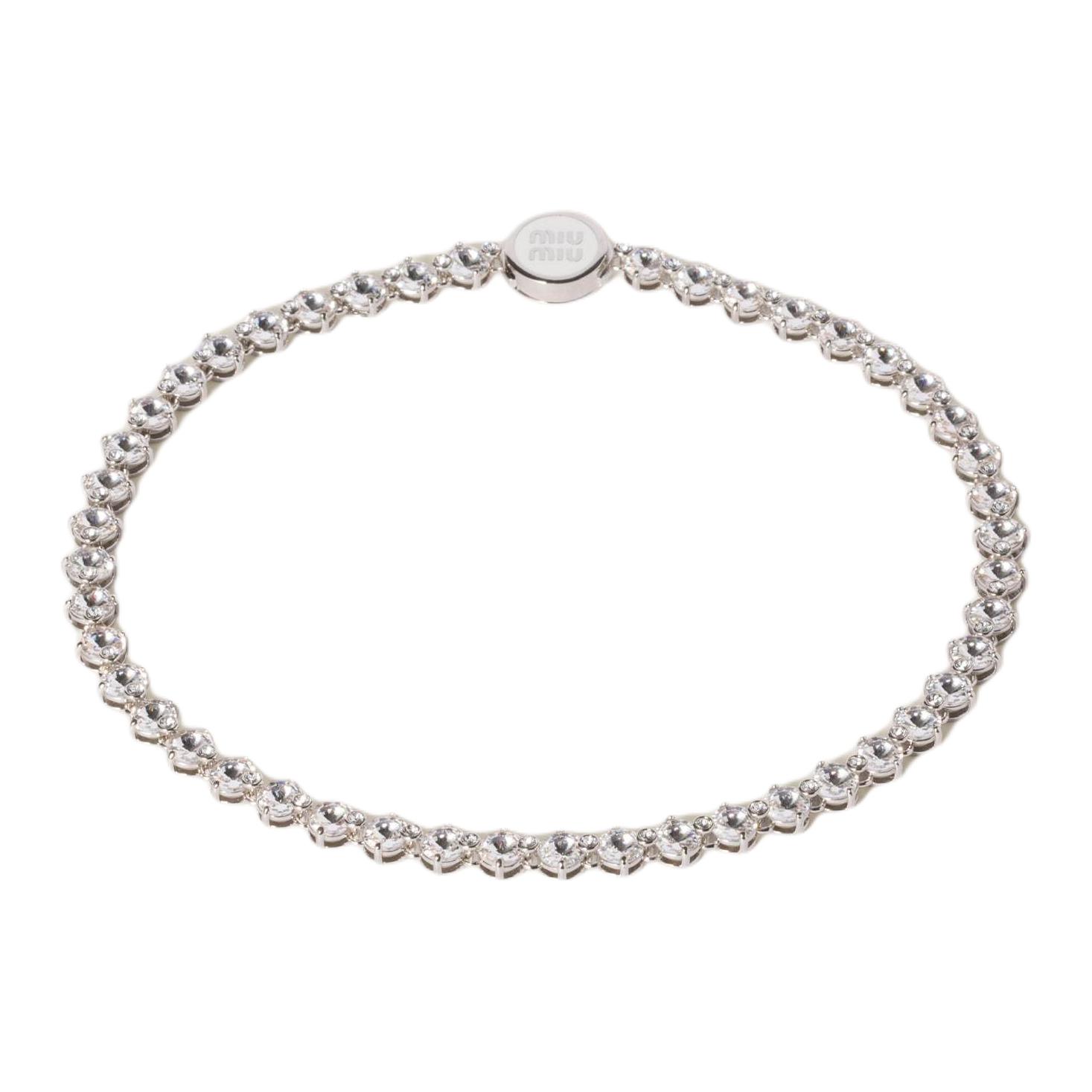 

MIU MIU Оригинальный дизайн Crystal, Metal, Brass ожерелье унисекс белое