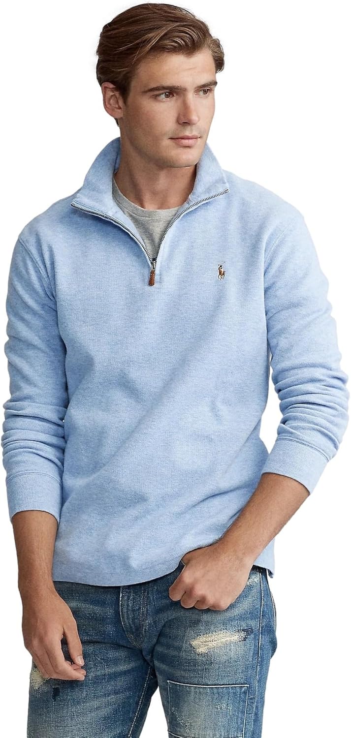 Polo Ralph Lauren мужская флисовая толстовка с длинным рукавом и молнией на четверть, Ralph-Lauren Isle Blue Heather — фото 2