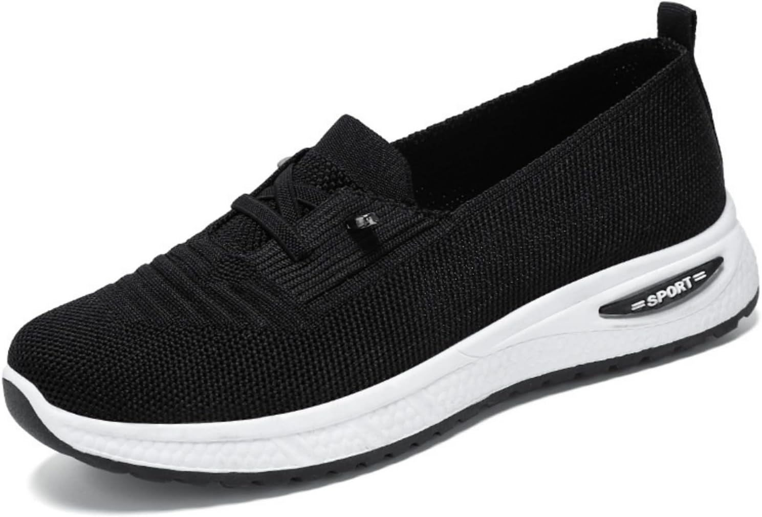 

Удобные кроссовки для ходьбы для женщин и мужчин, с поддержкой свода стопы, ортопедические, легкие, тканые, дышащие, без шнурков, нескользящие, для спорта, тренировок, тенниса, йоги Wabkderpu, черный