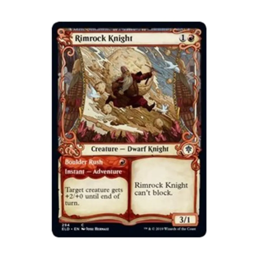 

CCG Римрок Рыцарь // Боулдер Раш (Витрина) (С) (Фольга), MTG - Throne of Eldraine