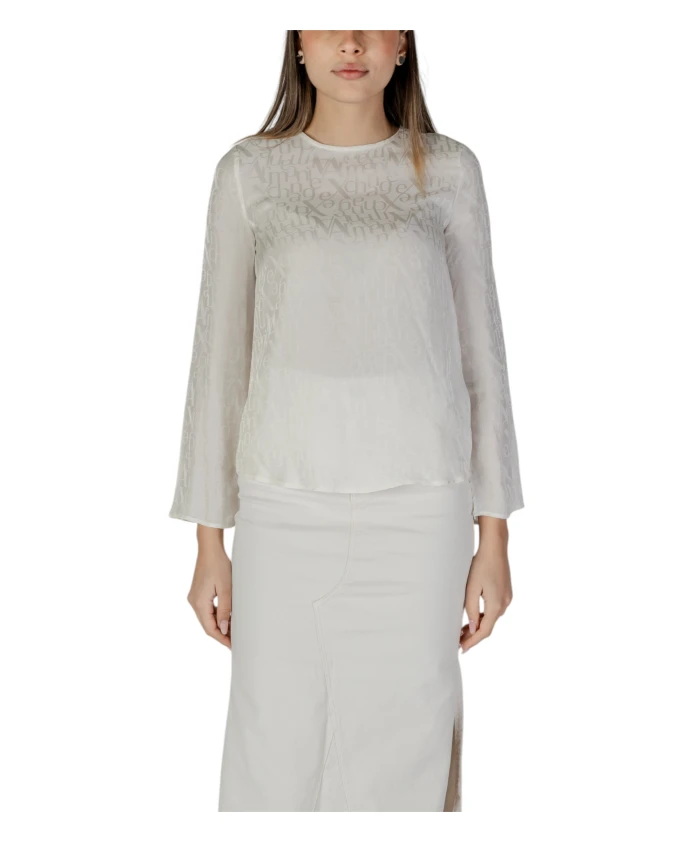 

Бежевая вискозная блузка с длинными рукавами Armani Exchange, бежевый