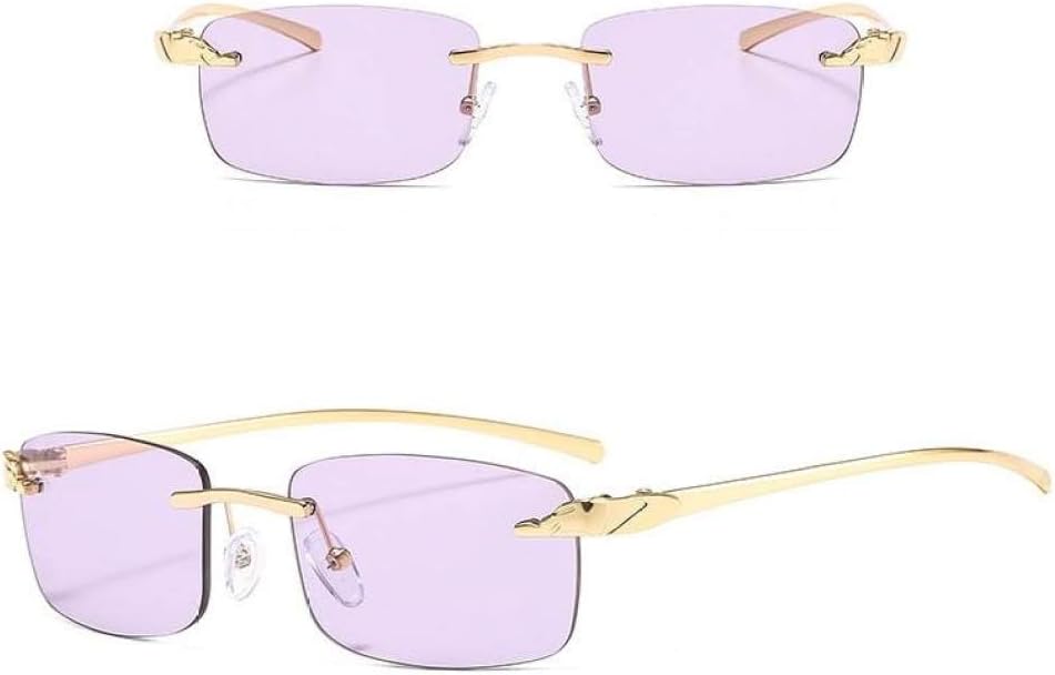 

Солнцезащитные очки MUTYNE женские прямоугольные без оправы, мужские солнцезащитные очки с маленькими квадратными линзами и прозрачными линзами, защита от УФ-излучения UV400, ретро-стиль, Purple